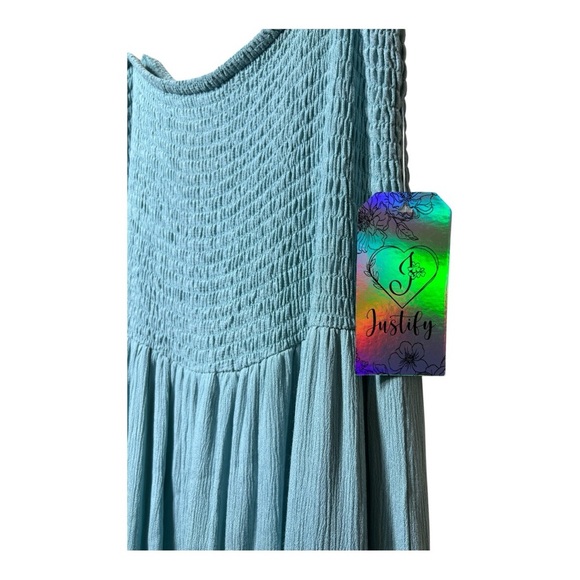 Justify Blue Maxi A-Line Skirt with Smocked Cut Out Design - Picture 3 of 8